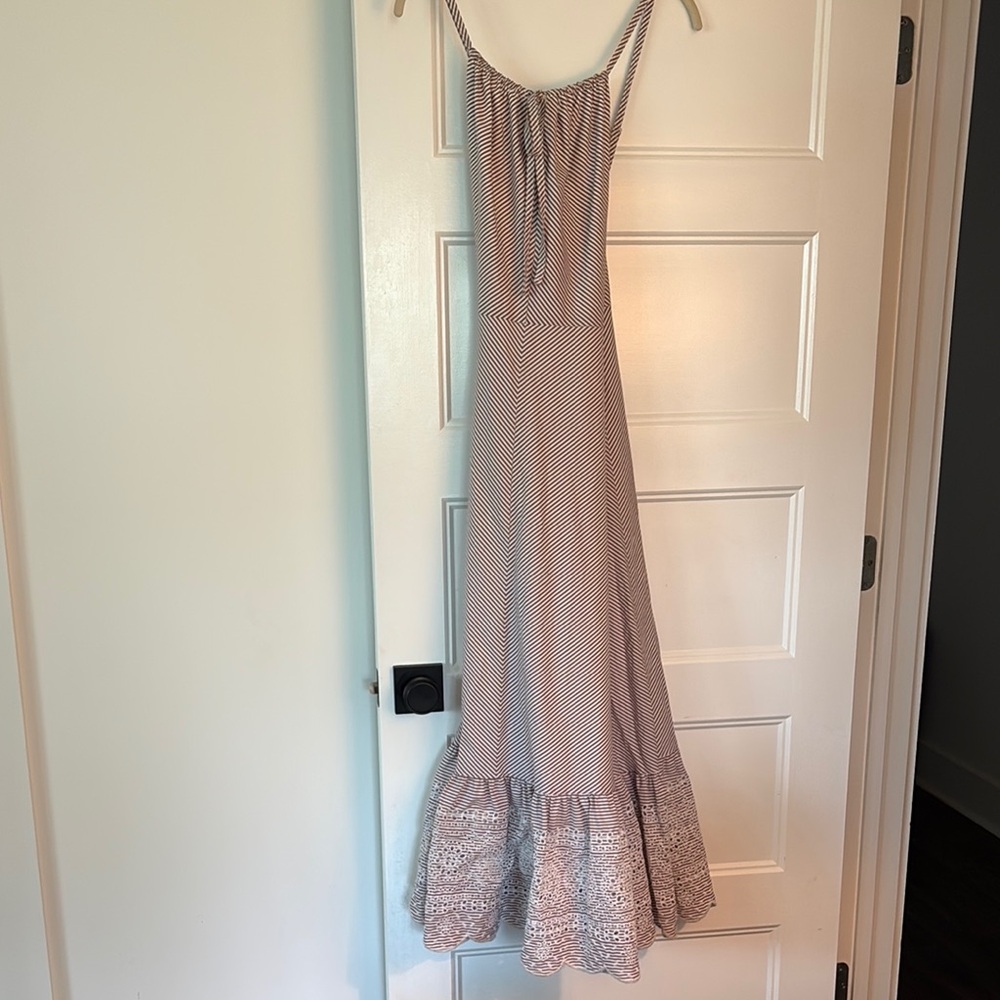 Elegant Mocha & white Maxi  Dress xs